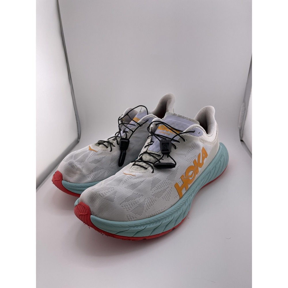 Hoka One One Carbon X 2 Shoes Womens Size 8.5 White Teal Red Running Road Racing